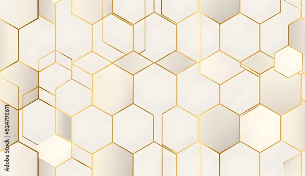 Vector seamless pattern with gold lines and hexagons in a modern style
Vector seamless pattern with gold lines and hexagons in a modern style