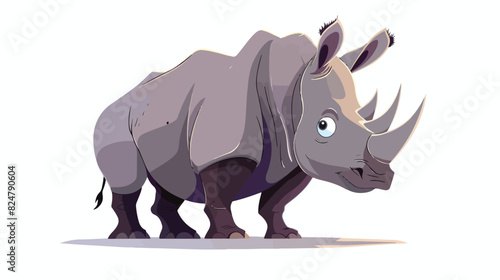 Wild rhino. Cartoon big character of zoo dangerous 