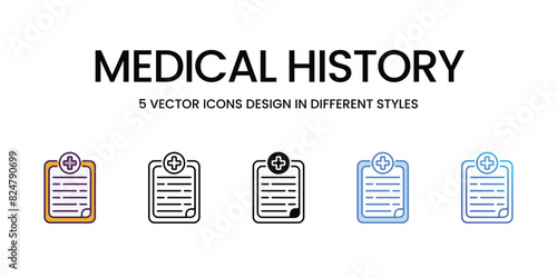Medical History Icons different style vector stock illustration