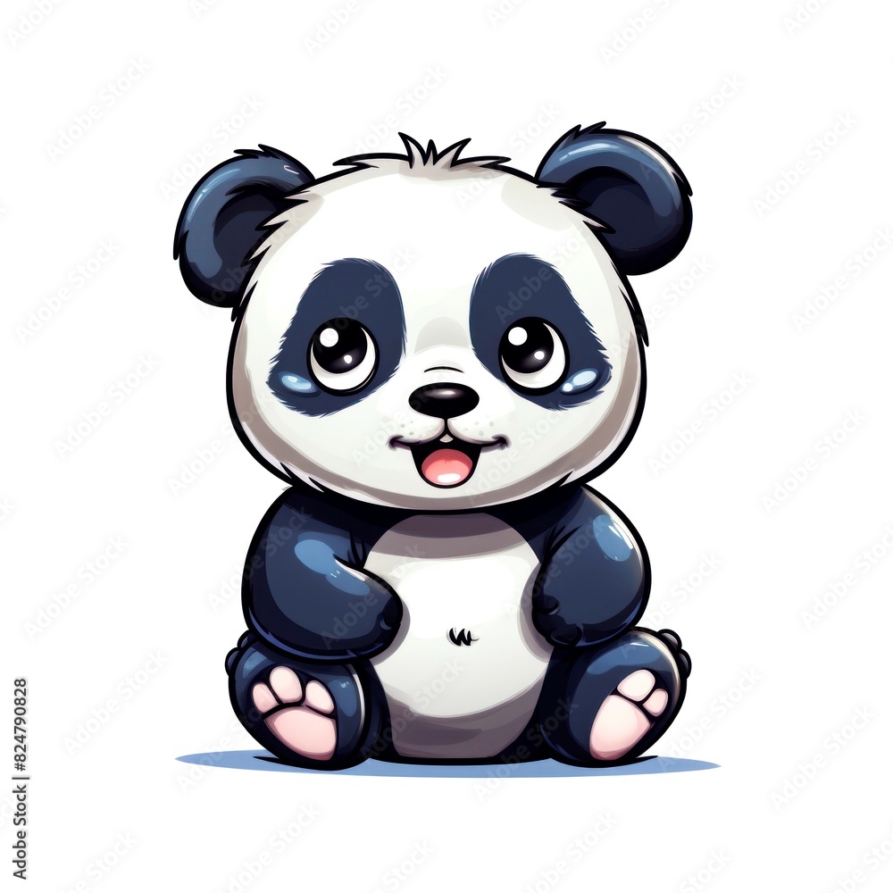 Fototapeta premium illustration art kawaii cartoon of panda isolated on white background