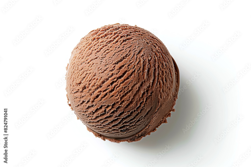 ball of chocolate ice cream on white background. Summer sweet dessert ball of chocolate ice cream on white background. Summer sweet dessert