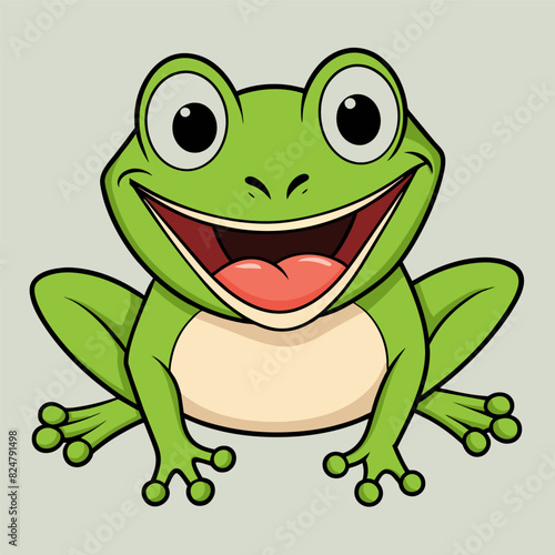 Adorable Frog Cartoon Drawing, Cute Frog Graphic
