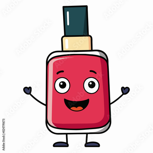 Adorable Nail Polish Cartoon Drawing, Cute Nail Polish Graphic