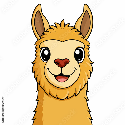Adorable Llama Cartoon Drawing, Cute Llama Graphic