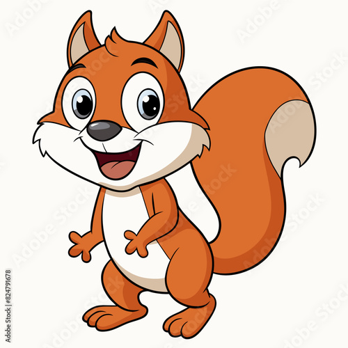Adorable Squirrel Cartoon Drawing, Cute Squirrel Graphic