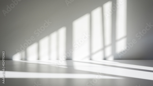Minimalist Room with Window Shadows on White Wall