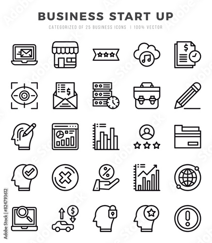 Business Start Up elements. Lineal web icon set. Simple vector illustration. photo
