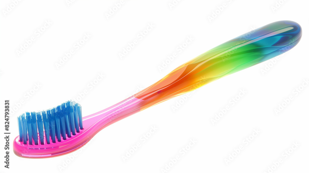 Multicolored Toothbrush on White Background Multicolored Toothbrush on White Background