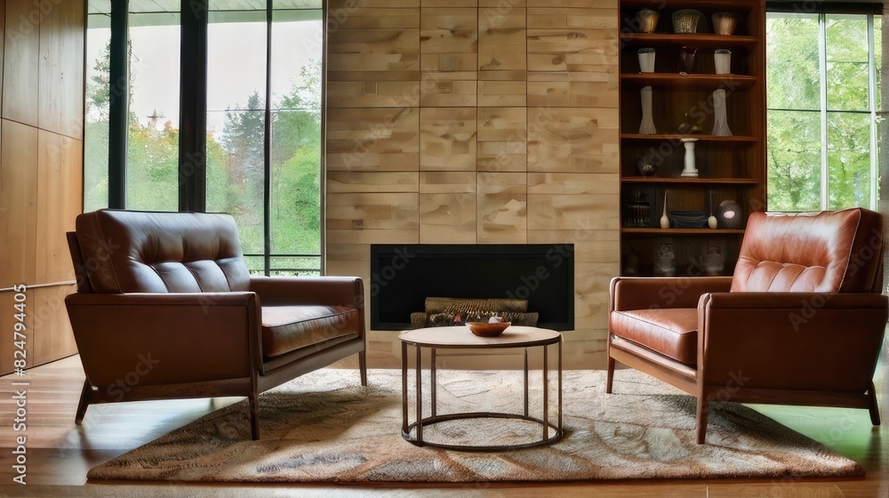 Midcentury style home interior design of modern living Midcentury style home interior design of modern living