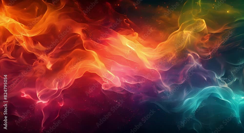 A digital painting of a colorful nebula with vibrant red, orange, yellow, green, blue, and purple hues. The nebula is set against a dark blue background and is filled with bright stars. A digital painting of a colorful nebula with vibrant red, orange, yellow, green, blue, and purple hues. The nebula is set against a dark blue background and is filled with bright stars.