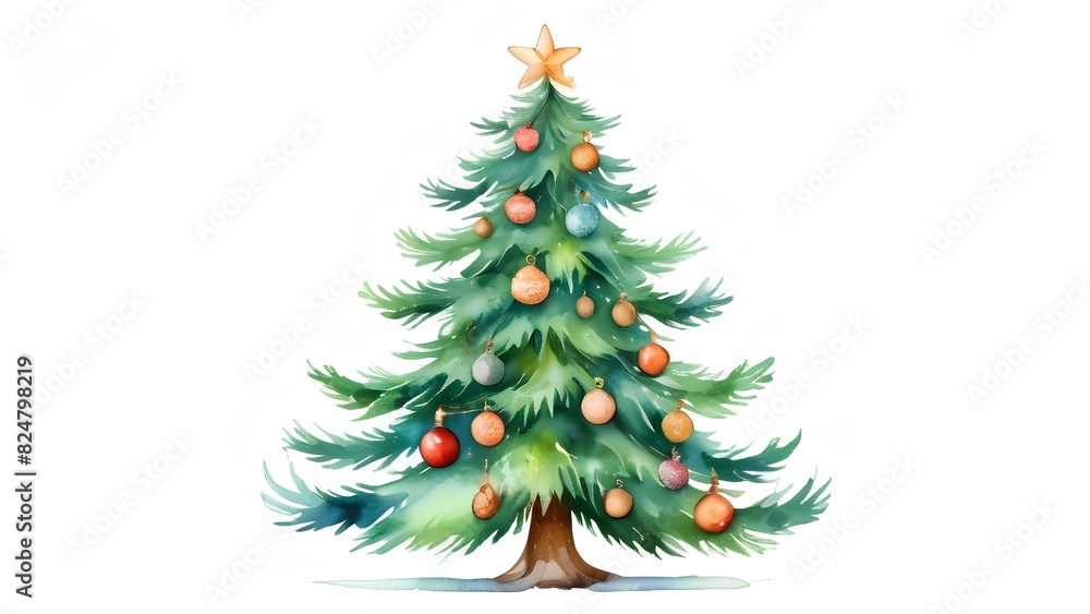 Christmas trees with ornaments and a star on top Christmas trees with ornaments and a star on top