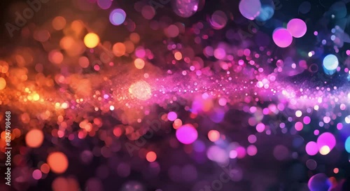 Pink, purple and blue bokeh lights on a black background