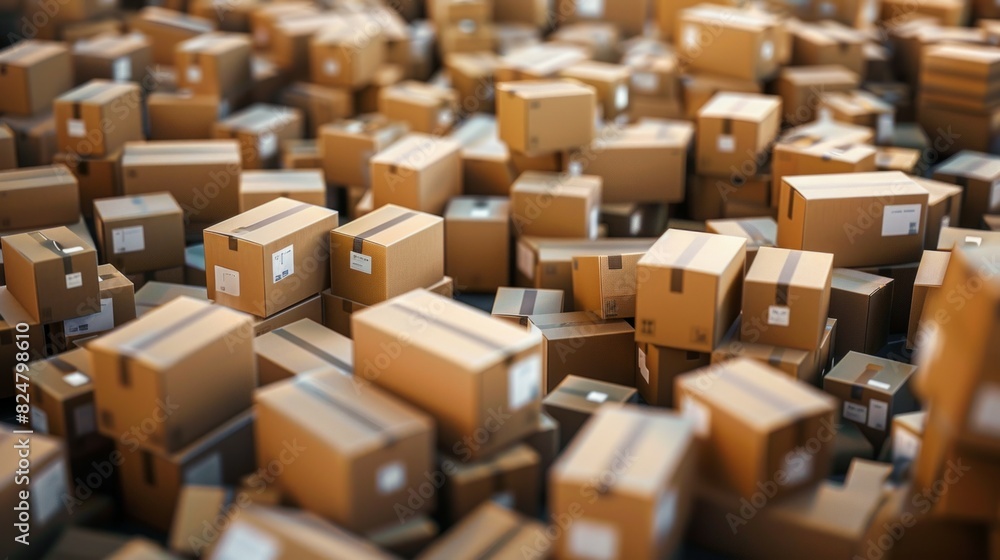 Fototapeta premium image of a wholesale stockpile full of boxes