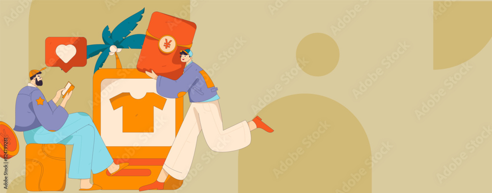 Holiday shopping people doing e-commerce online shopping flat vector concept operation hand drawn illustration
Holiday shopping people doing e-commerce online shopping flat vector concept operation hand drawn illustration