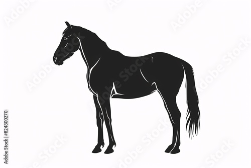 a black and white image of a horse