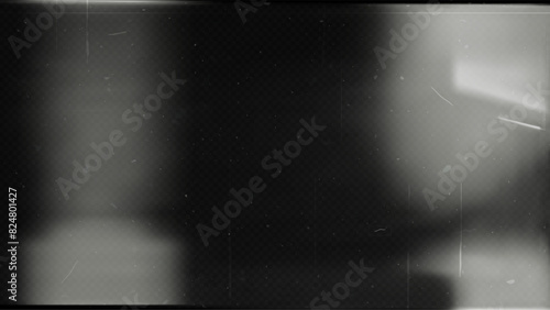 Old film texture with scratches, noise and light leaks. Realistic transparent overlay film texture in black-white, dust and grain. Distressed retro movie or photo negative effect of cinema nostalgia