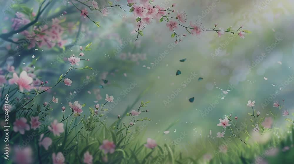 Beautiful flowers in the morning with sun rays and butterflies for background wallpaper design Beautiful flowers in the morning with sun rays and butterflies for background wallpaper design