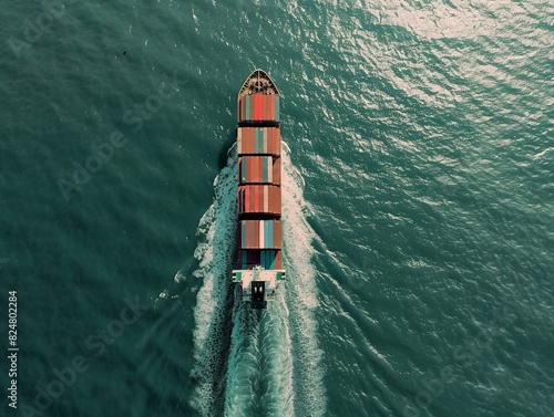 The Forwarder's Mast: Aerial View of Cargo Ship Carrying Containers for Export © Paulius