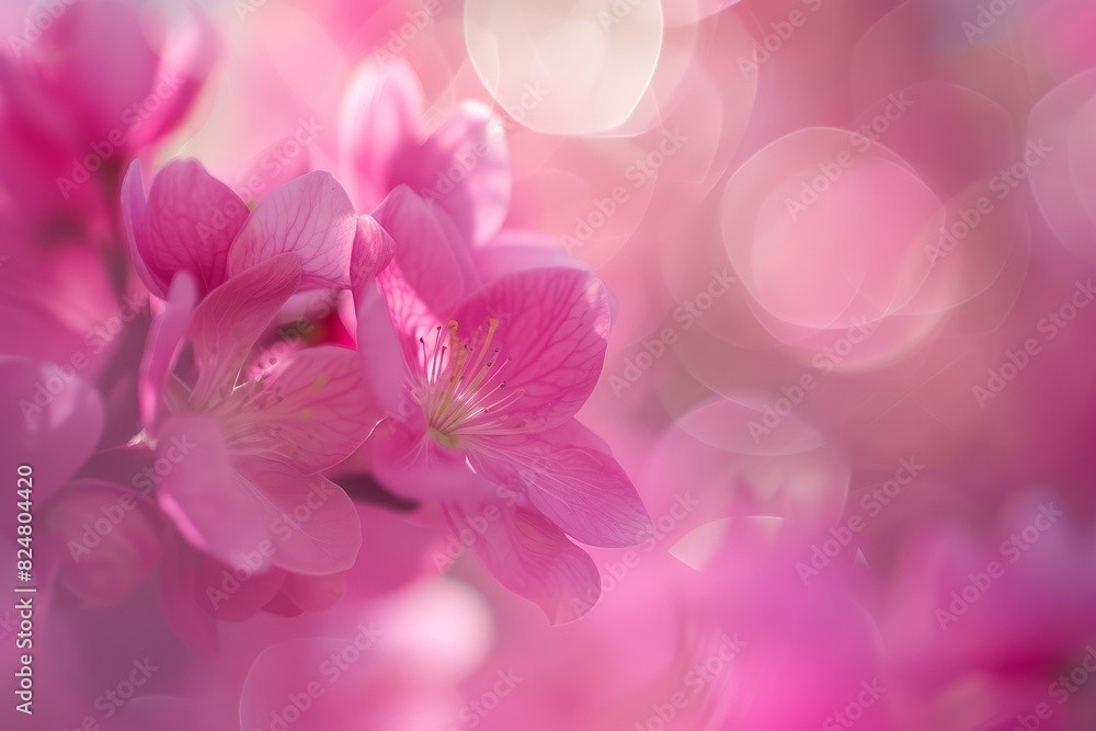 Soft focus close-up of delicate pink cherry blossoms with dreamy bokeh background Soft focus close-up of delicate pink cherry blossoms with dreamy bokeh background