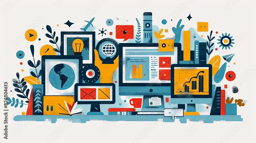Set of design and development people illustrations. Flat design vector illustrations of graphic and web design and development, social media, creative process, app development Set of design and development people illustrations. Flat design vector illustrations of graphic and web design and development, social media, creative process, app development
