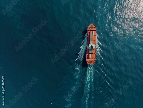Oceanic Perspective: A Bird's Eye View of a Cargo Container Ship at Sea