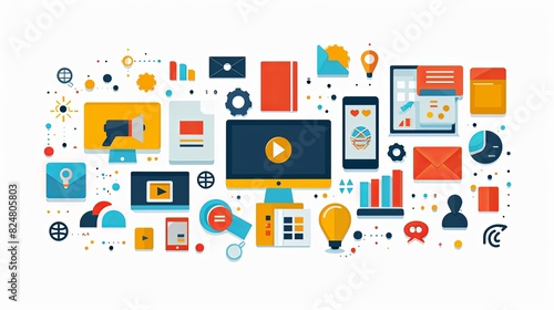 Wallpaper Mural Set of design and development people illustrations. Flat design vector illustrations of graphic and web design and development, social media, creative process, app development Torontodigital.ca