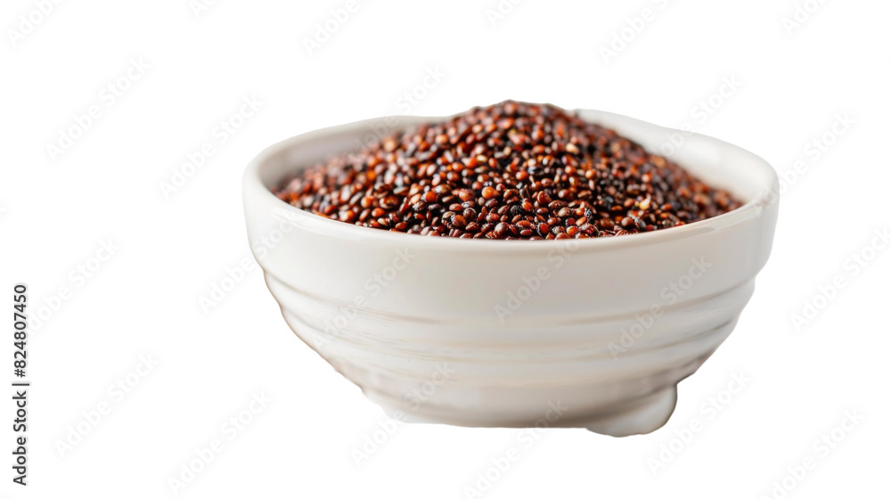 A white bowl overflows with vibrant red seeds, creating a striking contrast and a visually appealing display A white bowl overflows with vibrant red seeds, creating a striking contrast and a visually appealing display