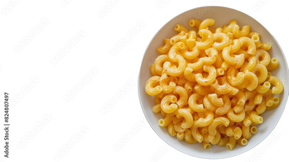 A white bowl filled to the brim with creamy macaroni and cheese, showcasing a comforting dish ready to be enjoyed A white bowl filled to the brim with creamy macaroni and cheese, showcasing a comforting dish ready to be enjoyed
