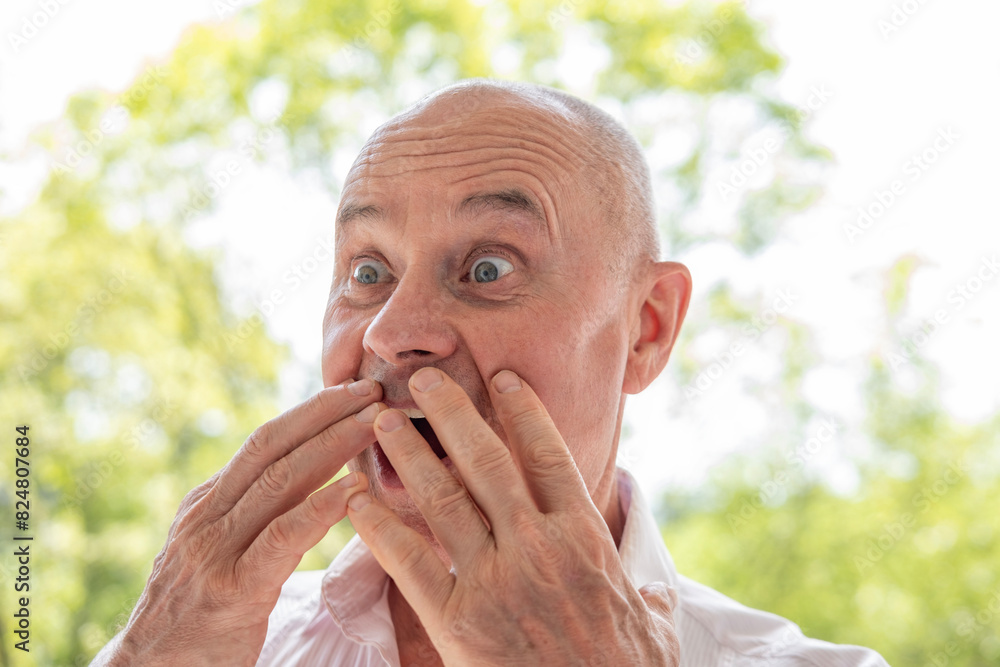 65-year-old eccentric man very surprised, senior showing grimaces, winks, mischievous grin, embracing life's absurdities, funny oddball, unafraid to be himself and bring laughter 65-year-old eccentric man very surprised, senior showing grimaces, winks, mischievous grin, embracing life's absurdities, funny oddball, unafraid to be himself and bring laughter