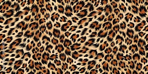 Fototapeta Naklejka Na Ścianę i Meble -  High-Quality Realistic Leopard Skin Pattern Print Illustration for Fashion and Home Decor, Animal Skin Pattern Texture Background