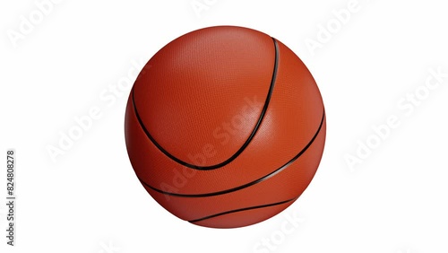 Realistic Basketball 360 degree spin loop animation in white, green screen and matte background.  4K 3D render.