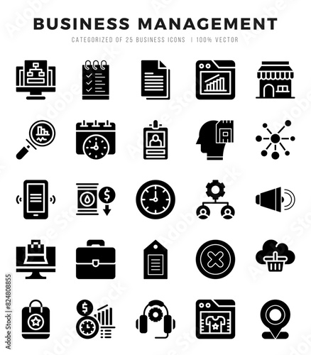 icons set. Business Management for web. app. vector illustration.