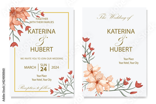 Decorative floral foliage ornamentation for wedding invitations infuses your stationery with natural elegance, evoking the romance and beauty of blooming gardens.