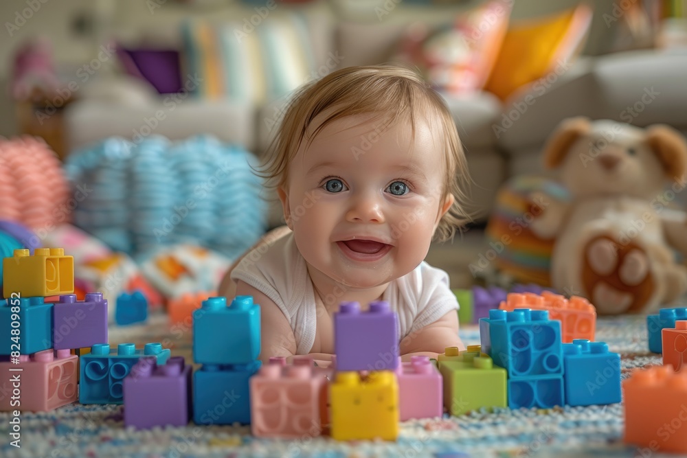Children playing with building blocks Children playing with building blocks