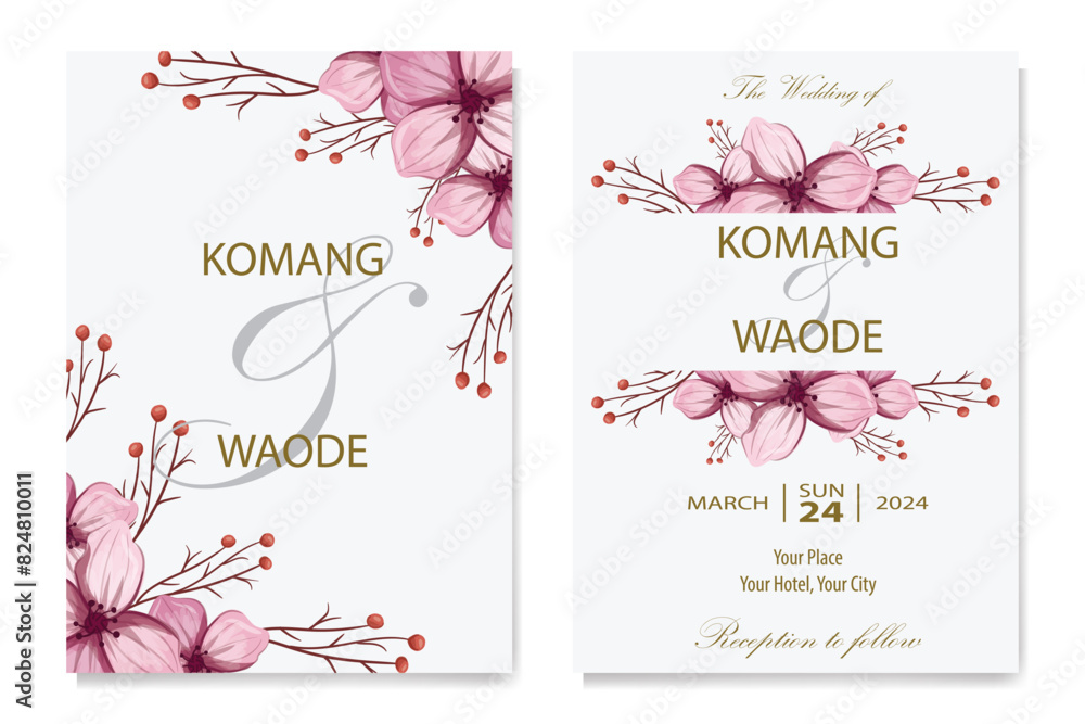 Decorative floral foliage ornamentation for wedding invitations infuses your stationery with natural elegance, evoking the romance and beauty of blooming gardens.