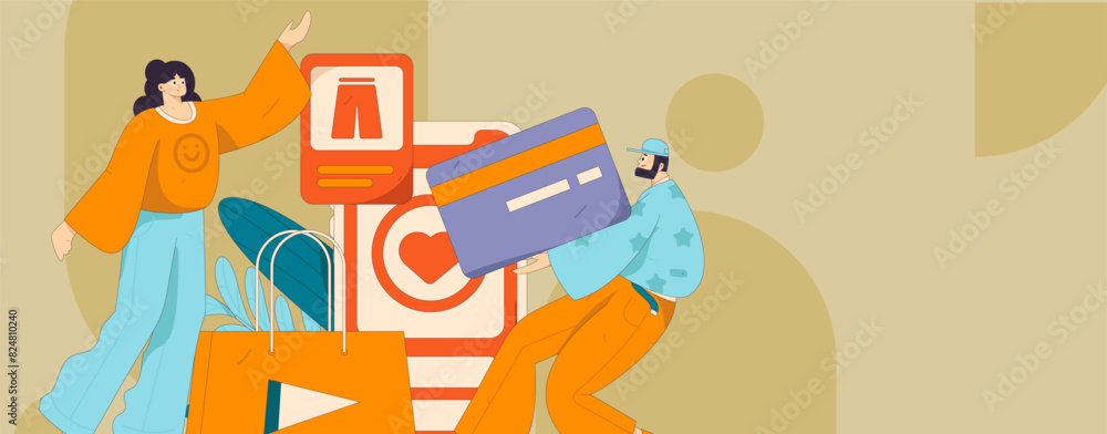 Holiday shopping people doing e-commerce online shopping flat vector concept operation hand drawn illustration
Holiday shopping people doing e-commerce online shopping flat vector concept operation hand drawn illustration