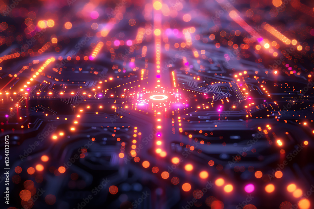 An intricate abstract design featuring interconnected circuit patterns in vibrant colors, symbolizing modern technology and digital innovation An intricate abstract design featuring interconnected circuit patterns in vibrant colors, symbolizing modern technology and digital innovation