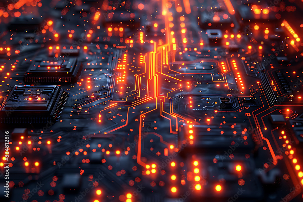 An intricate abstract design featuring interconnected circuit patterns in vibrant colors, symbolizing modern technology and digital innovation An intricate abstract design featuring interconnected circuit patterns in vibrant colors, symbolizing modern technology and digital innovation