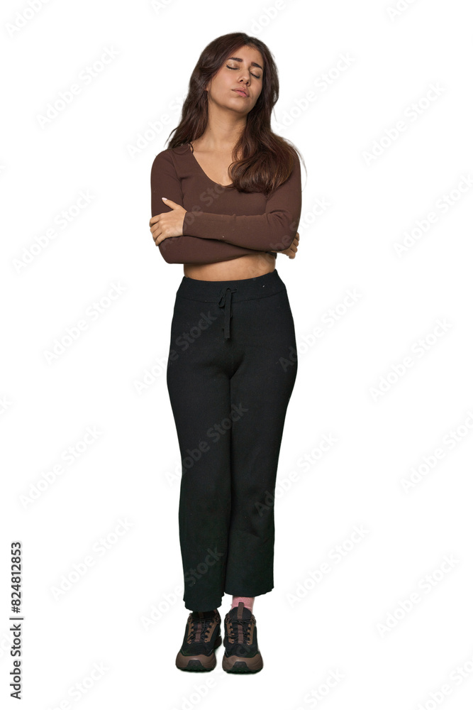 Middle Eastern woman, full body studio tired of a repetitive task. Middle Eastern woman, full body studio tired of a repetitive task.