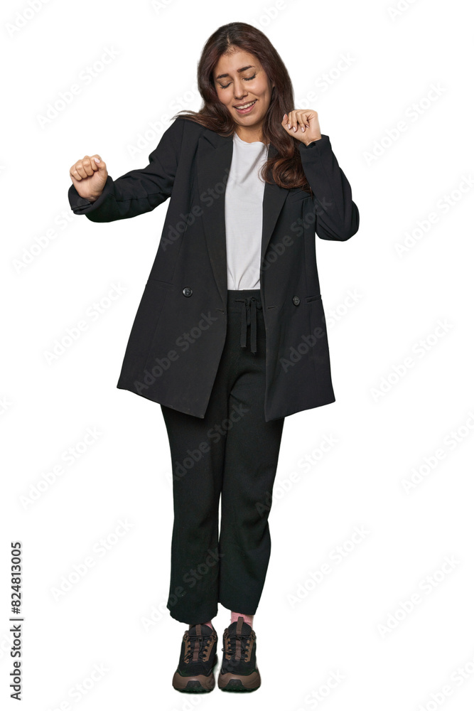 Middle Eastern in business attire dancing and having fun. Middle Eastern in business attire dancing and having fun.
