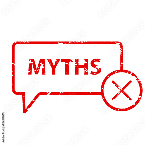 Myth rubber stamp mark. Vector of false label, seal ink