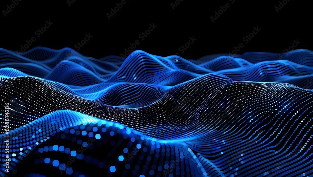 Abstract background with blue lines in the form of waves and swirls on a black background
Abstract background with blue lines in the form of waves and swirls on a black background