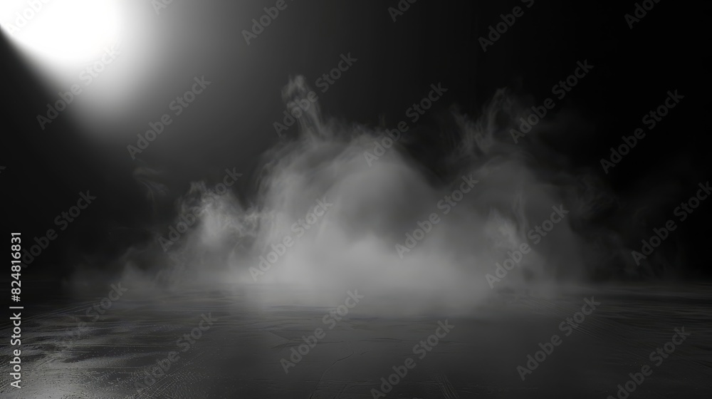 Mysterious Smoke Cloud Floating Over Dark Ground with Eerie Mist and Hazy Atmosphere Creating a Spooky,Surreal,and Dramatic Ambiance