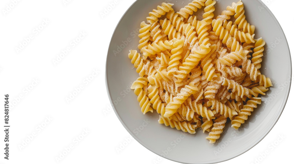 A white plate filled with pasta is placed on top of a wooden table A white plate filled with pasta is placed on top of a wooden table
