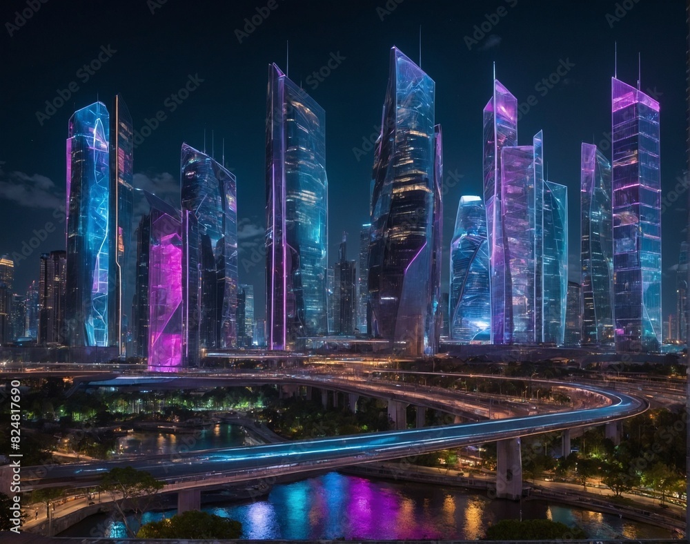 Fototapeta premium AI-generated futuristic cityscape