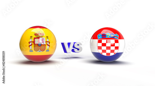 Obraz na płótnie Spain vs Croatia. 2d rendering illustration.
