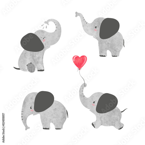 Set of cute cartoon baby el...