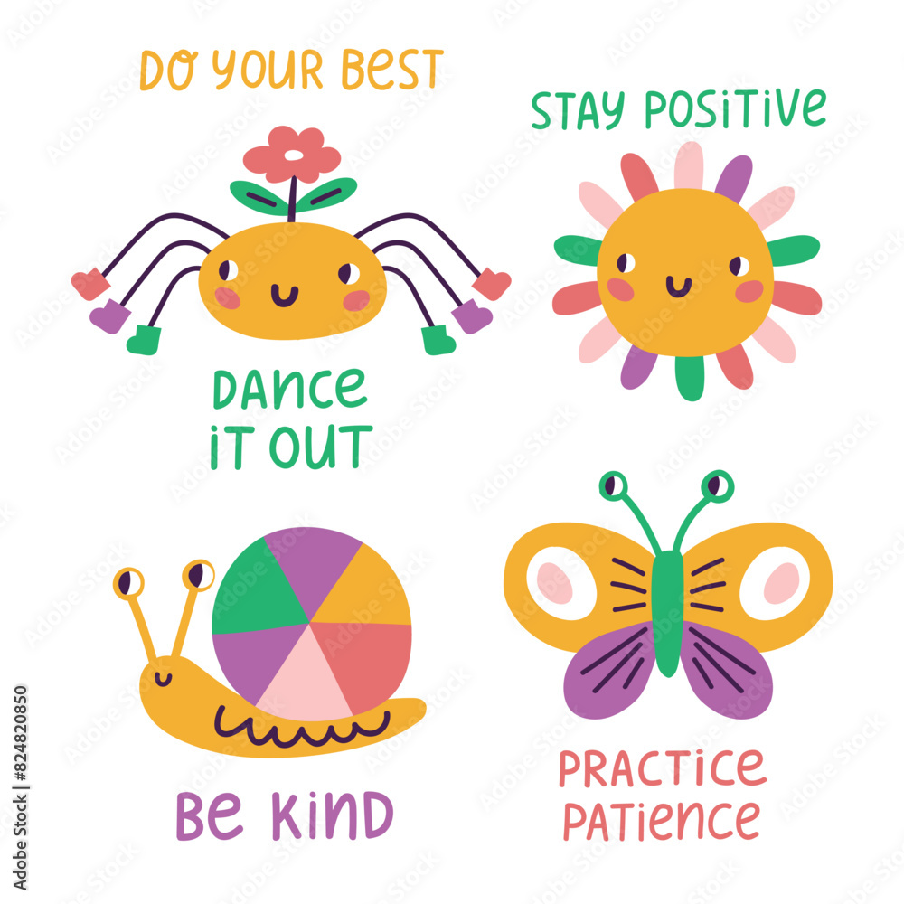vector cute collection of poster design with positive typography. Stylish funny characters and positive letterings. Kids print for t shirt or greeting card. vector cute collection of poster design with positive typography. Stylish funny characters and positive letterings. Kids print for t shirt or greeting card.