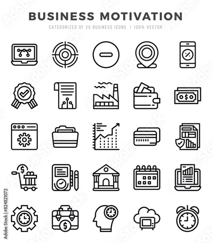Business Motivation icons set for website and mobile site and apps.