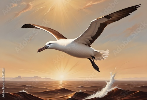 Oil painting elegant albatross with its distinctiv photo